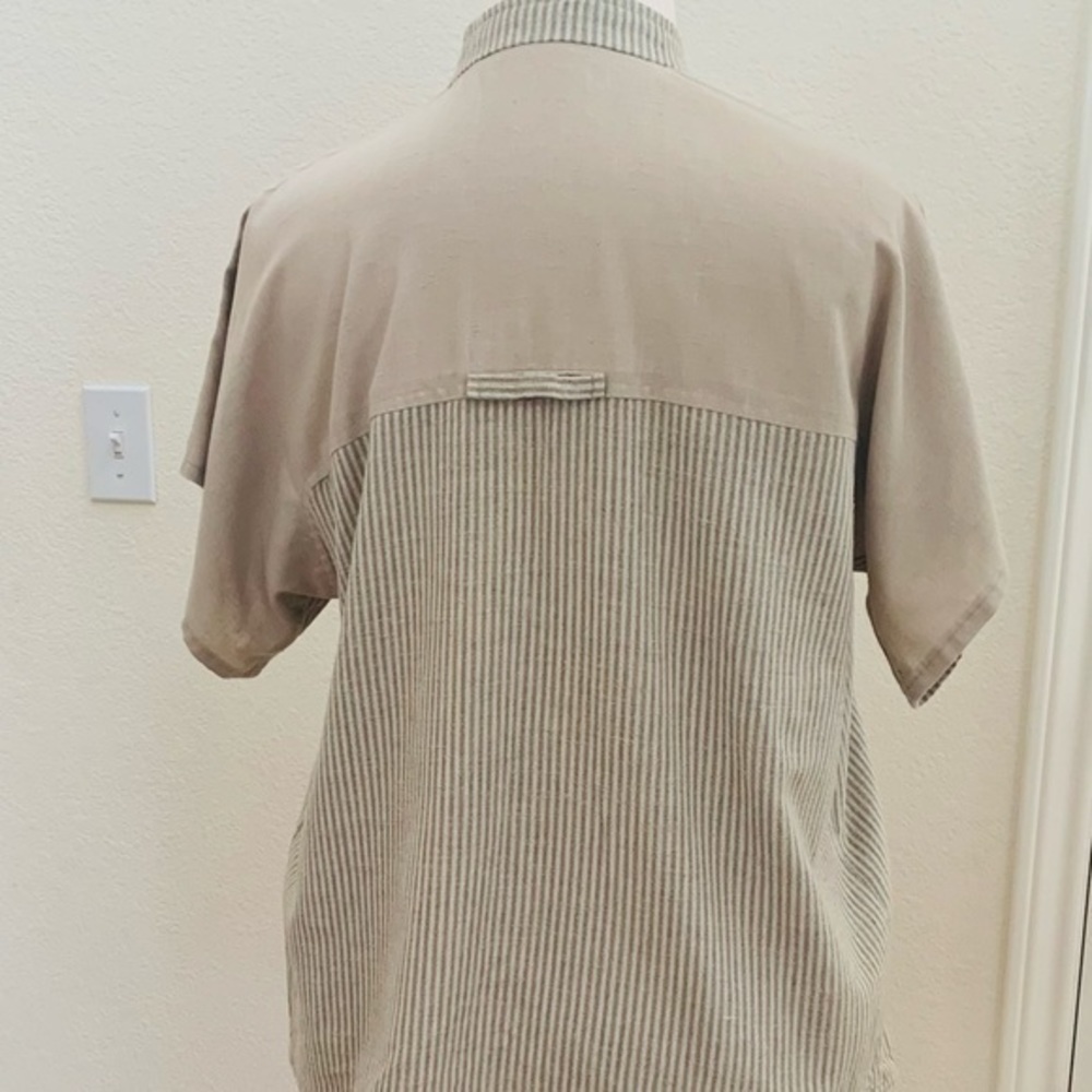 Private Label, professionally sewn, olive and tan stripe shirt - Picture 4 of 6